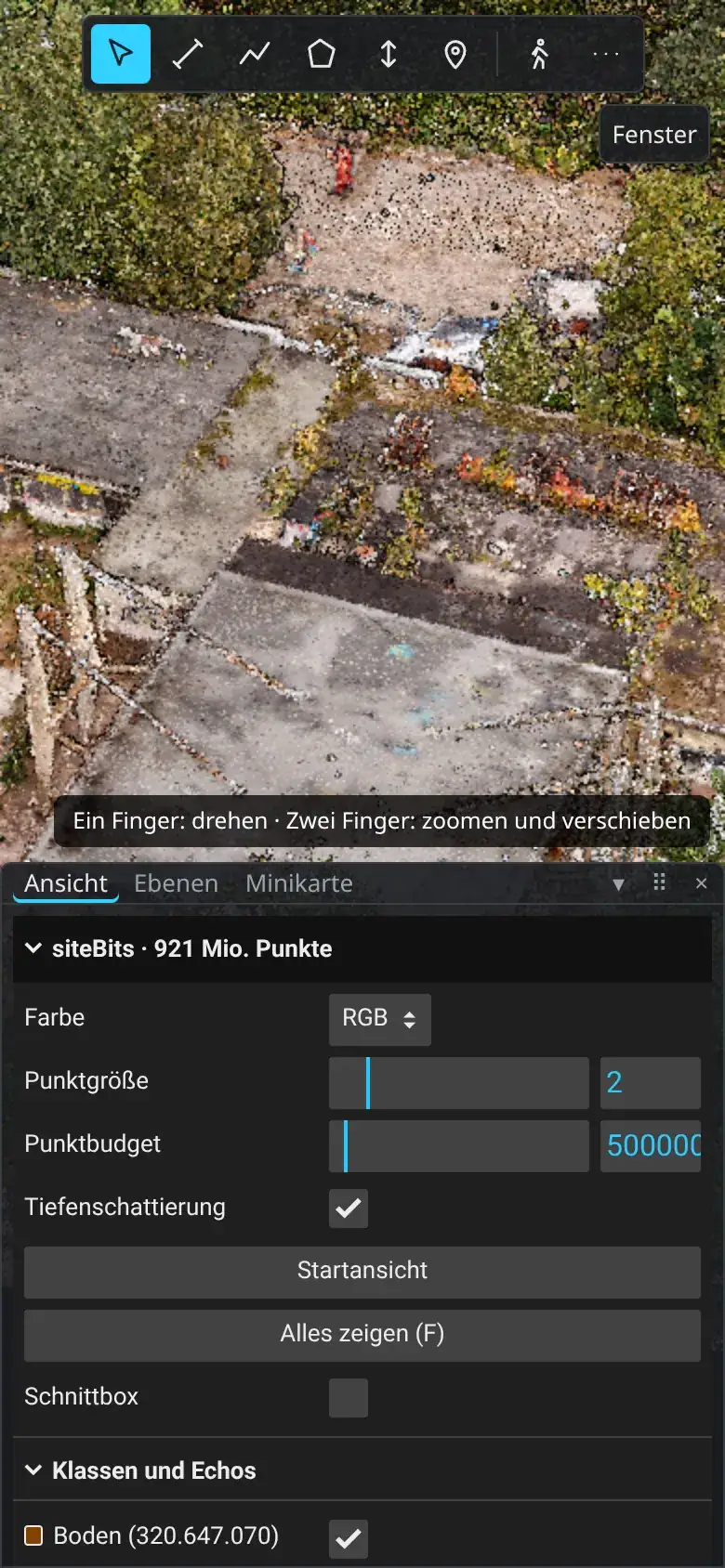 siteBits on a phone with the View panel open at the bottom