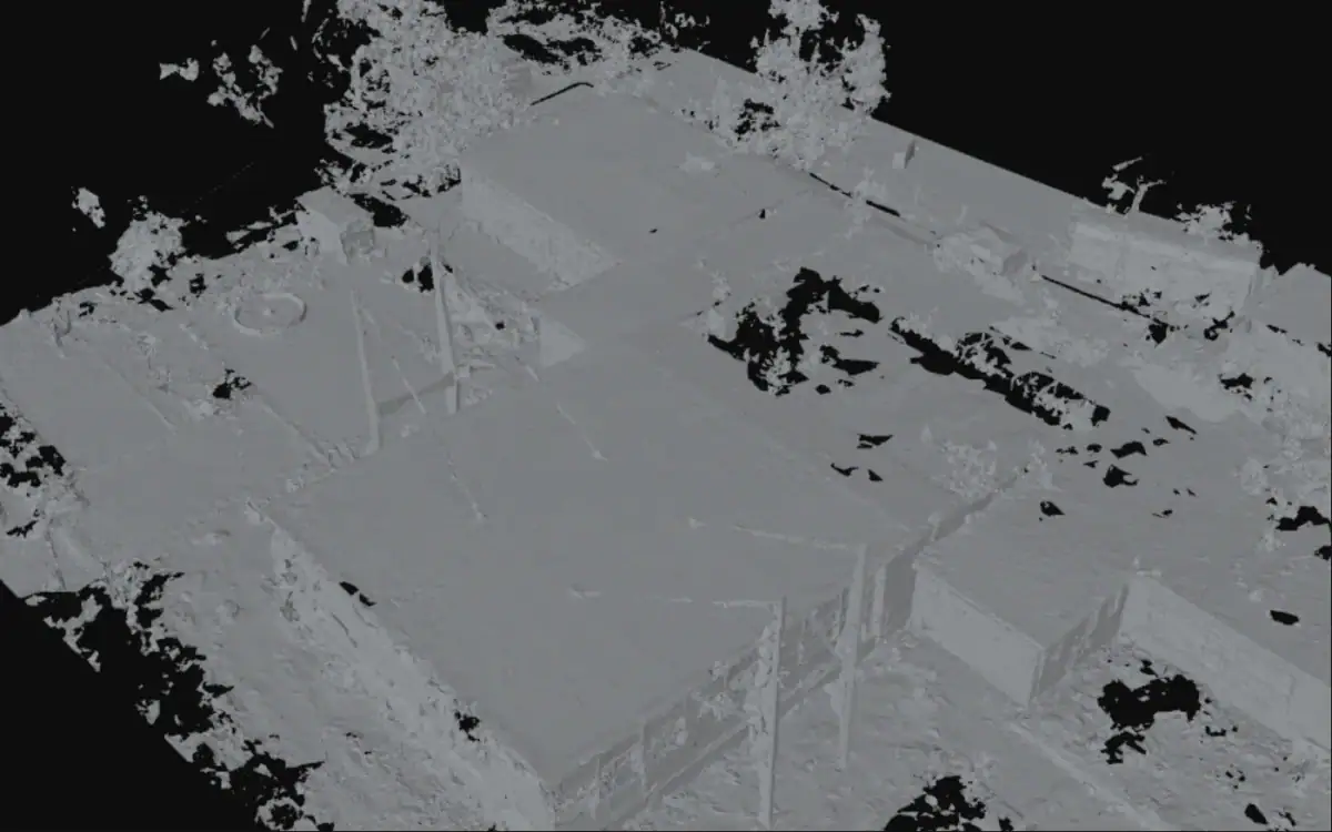 The same mesh without texture, lit in grey